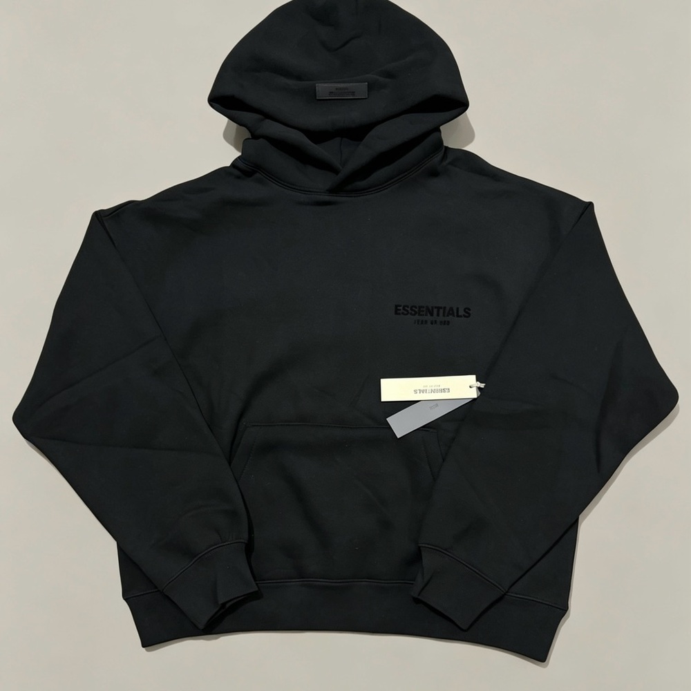 ESSENTIALS Men's Black Logo Hoodie 100% authentic
